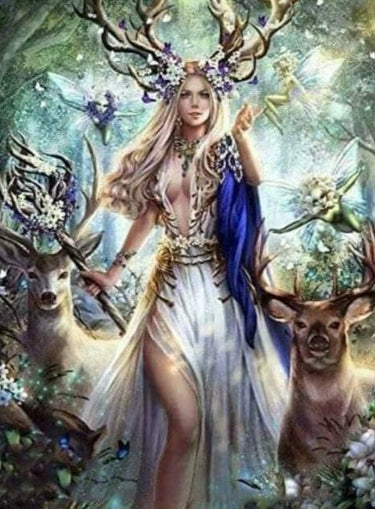 Diamond Painting Elfje met Herten met Ronde steentjes 80x100cm - Beste Kwaliteit